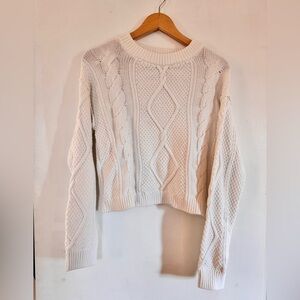 Quince white cableknit crew Sweater